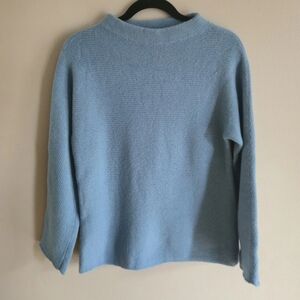 Willi Smith Women's Sweter Size M Blue 100% Lambswool Long Sleeve Knit